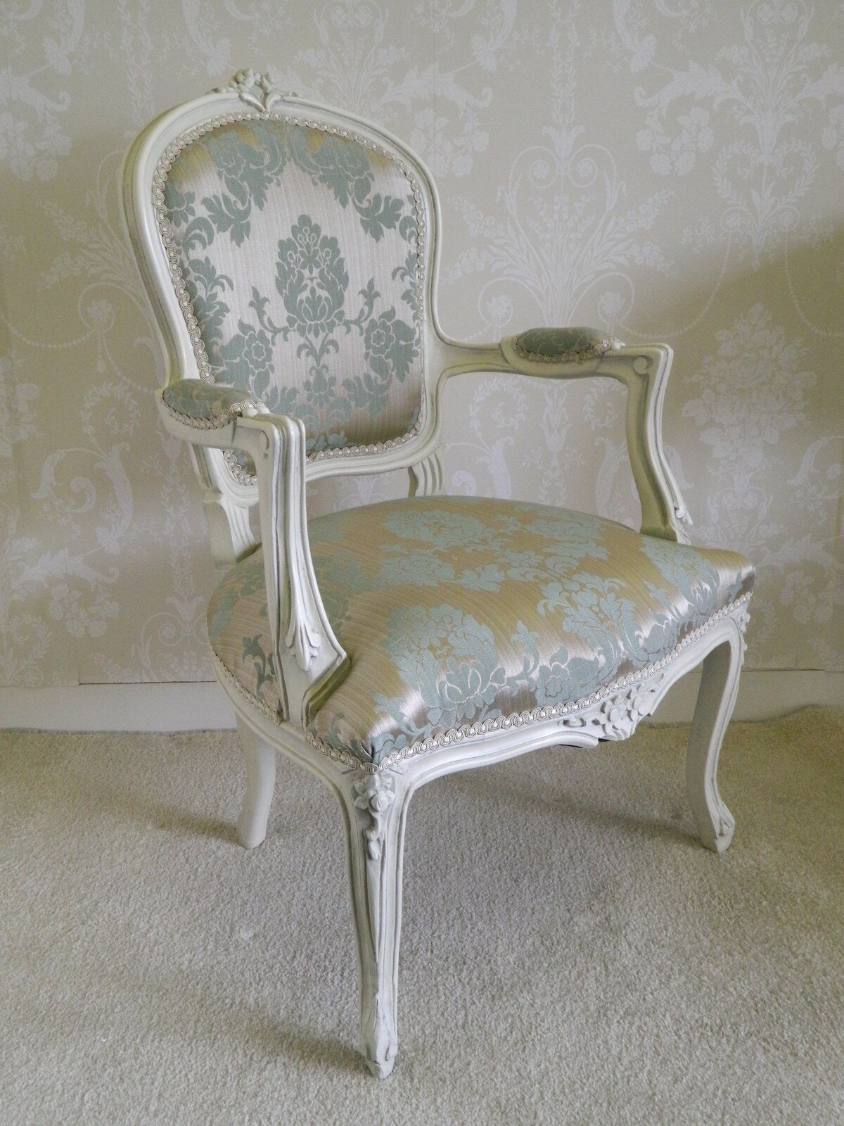 Cream and duck egg blue vintage chair