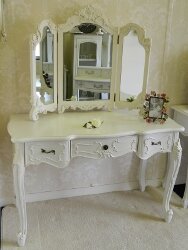 large Cream French Dressing Table and Mirror
